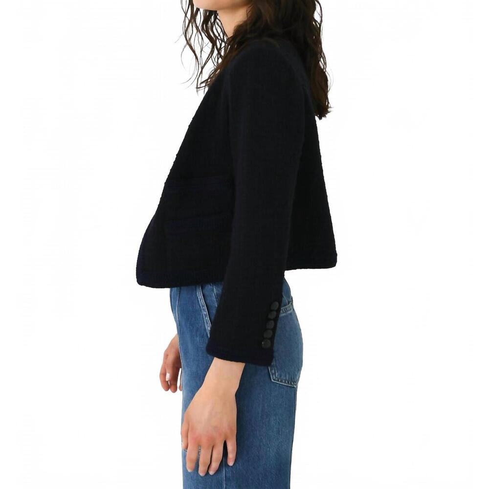 NEW A.L.C. ollie cropped tweed jacket in maritime navy - Picture 4 of 6